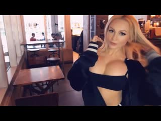 yesbabylisa - sexy big boobs model gets naked in coffeeshop